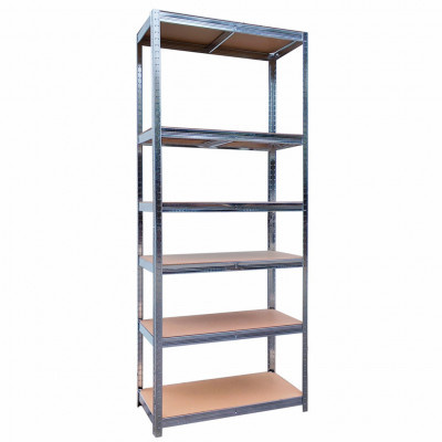 Regál 180x90x40cm, 6 polic, ocel + MDF deska