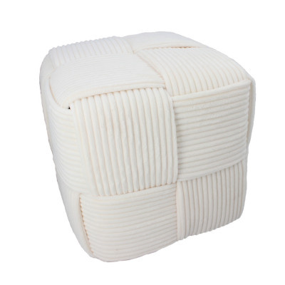 Pletená pufa kostka 40x40x40 cm, bílá