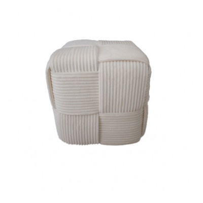 Pletená pufa kostka 40x40x40 cm, bílá