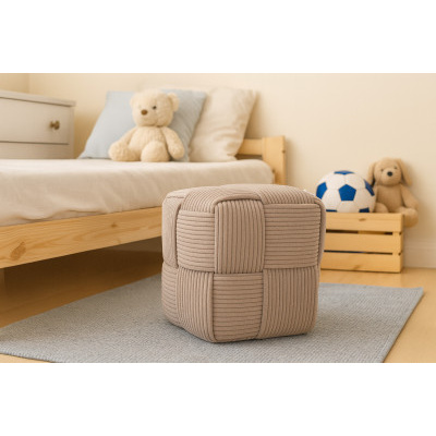 Pletená pufa kostka 40x40x40 cm, šedá