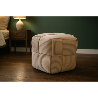 Pletená pufa kostka 40x40x40 cm, šedá