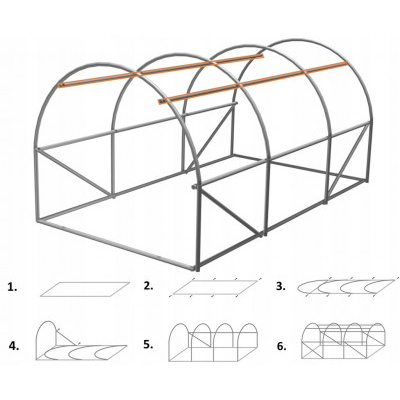 Zahradní fóliovník s pevnými dveřmi, 4x2,5x2m