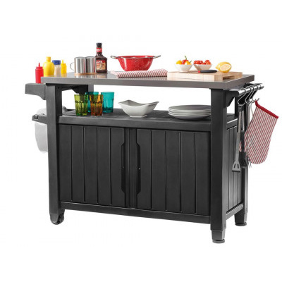 Multifunkční zahradní grilovací stolek KETER UNITY XL 207l grafit