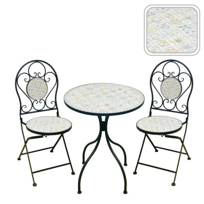 Zahradní nábytek Mozaika Louloudia, stůl + 2 židle