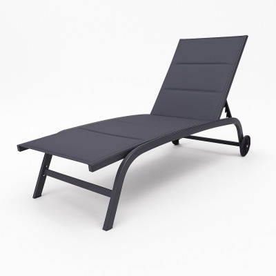 Zahradní lehátko s kolečky 184x60x35 cm antracit