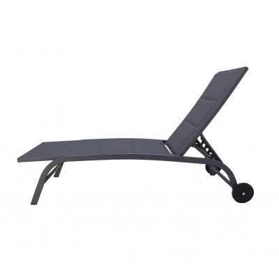 Zahradní lehátko s kolečky 184x60x35 cm antracit