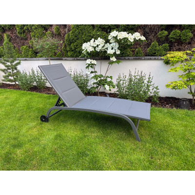 Zahradní lehátko s kolečky 184x60x35 cm antracit