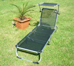 Zahradní plážové lehátko se stříškou černé