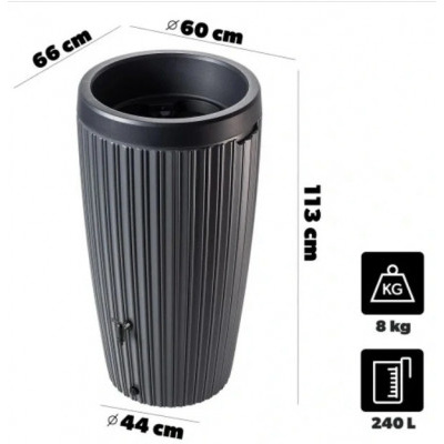 Sud na dešťovou vodu MIKA 240l šedý