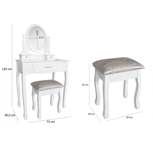 ALDOTRADE Toaletní kosmetický stolek Sofia 73x40x132cm s taburetem
