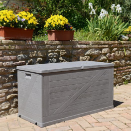 ALDOTRADE zahradní box na polstry Wood  420l šedý