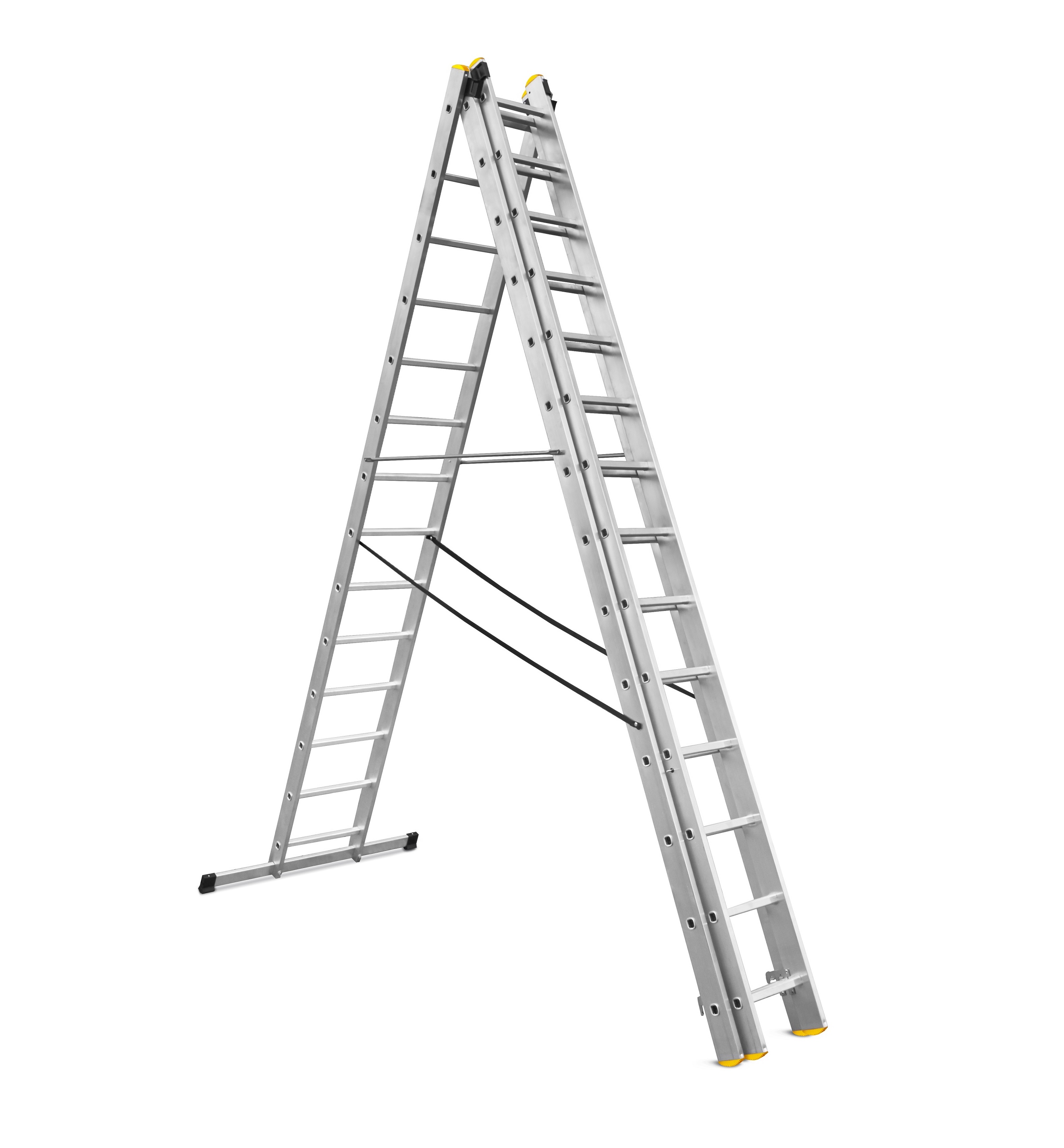 ALDOTRADE Hliníkový žebřík 3x14 příček PROFI třídílný
