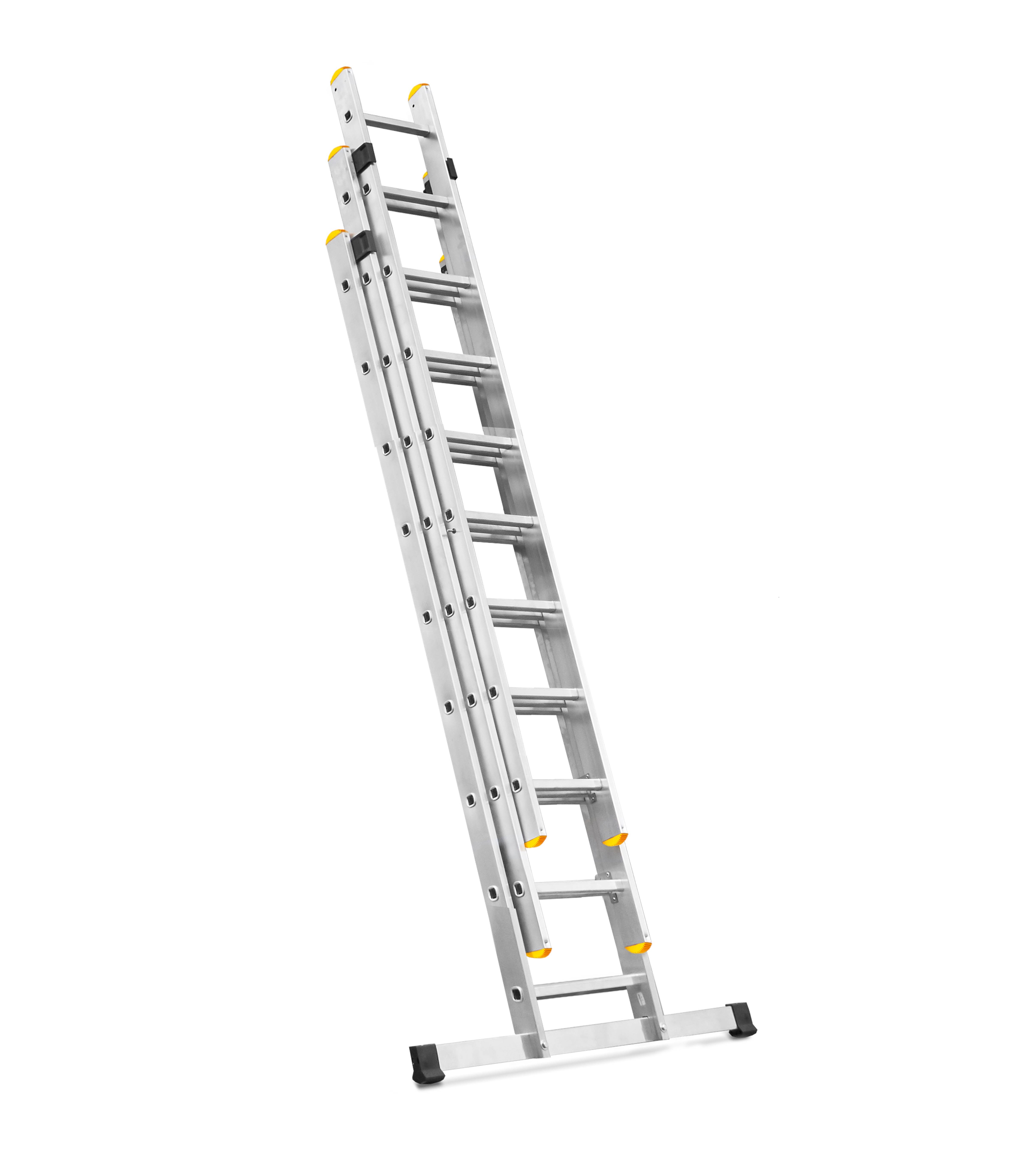 ALDOTRADE Hliníkový žebřík 3x9 příček PROFI třídílný