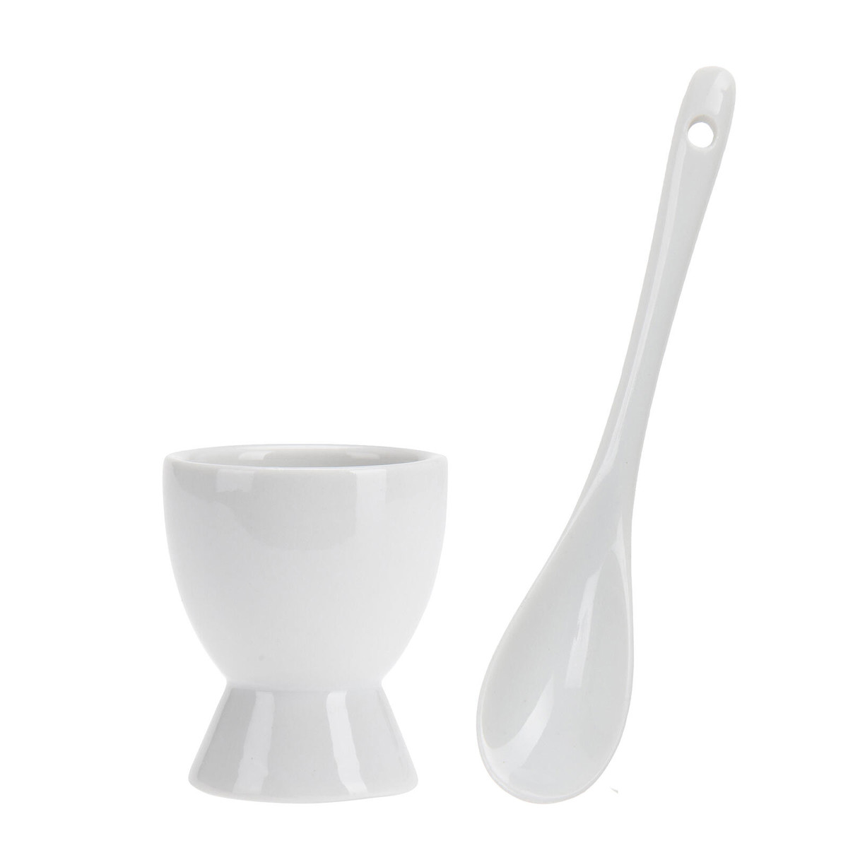 kalíšek na vajíčko + lžička porcelán.BÍ (4+4ks)