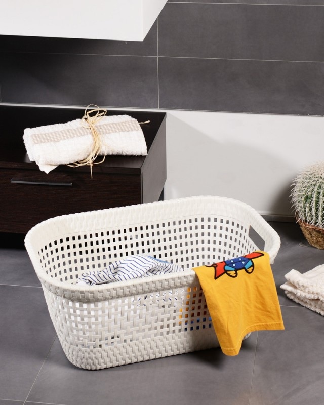 ALDOTRADE Prádelní koš na čisté prádlo Rattan 45l – šedá