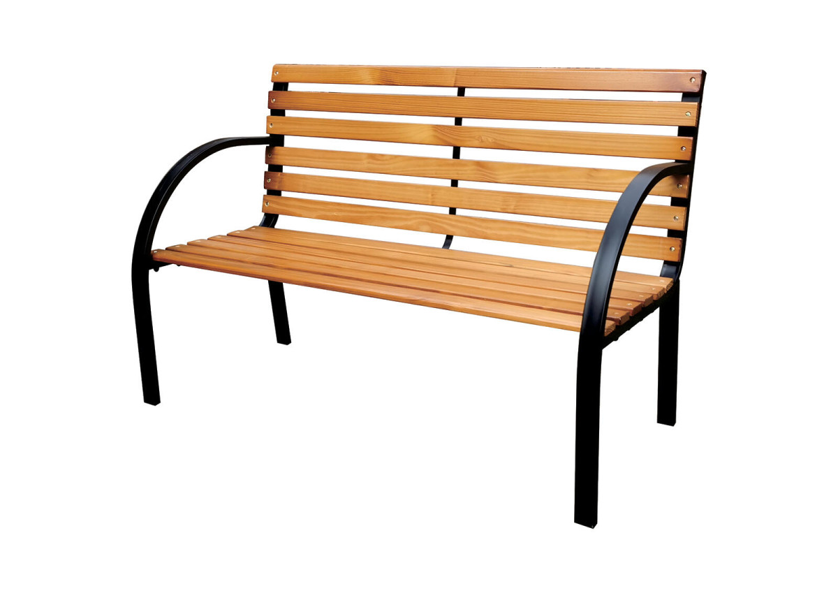 lavička zahradní 122x60x79cm ocel ČER/dřevo FSC