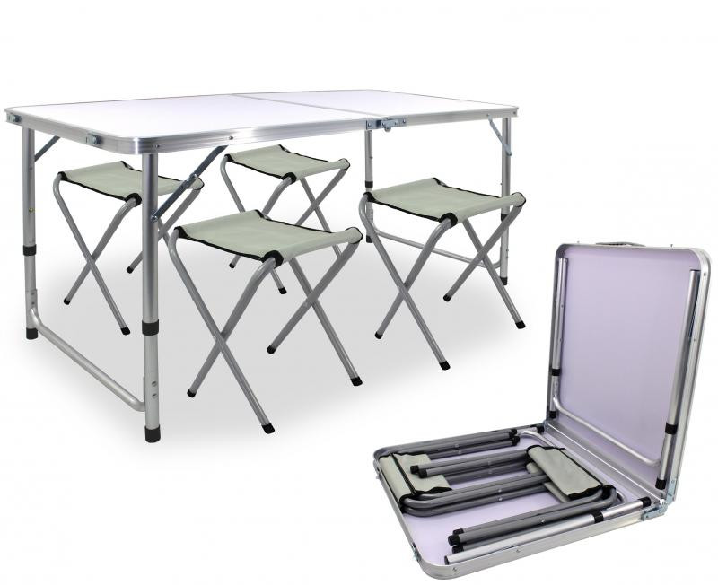 Kempingový skladací set (stůl + 4křesla) 120x60x70cm