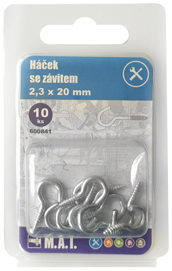 háček se závitem  40x2,8mm Zn (10ks)