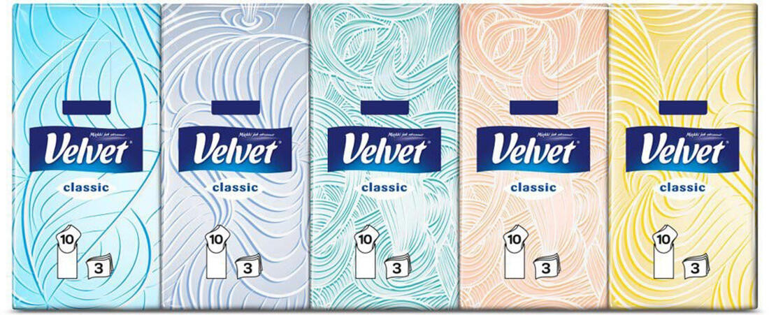 kapesníčky VELVET classic, 3vrstvé, 10x10ks