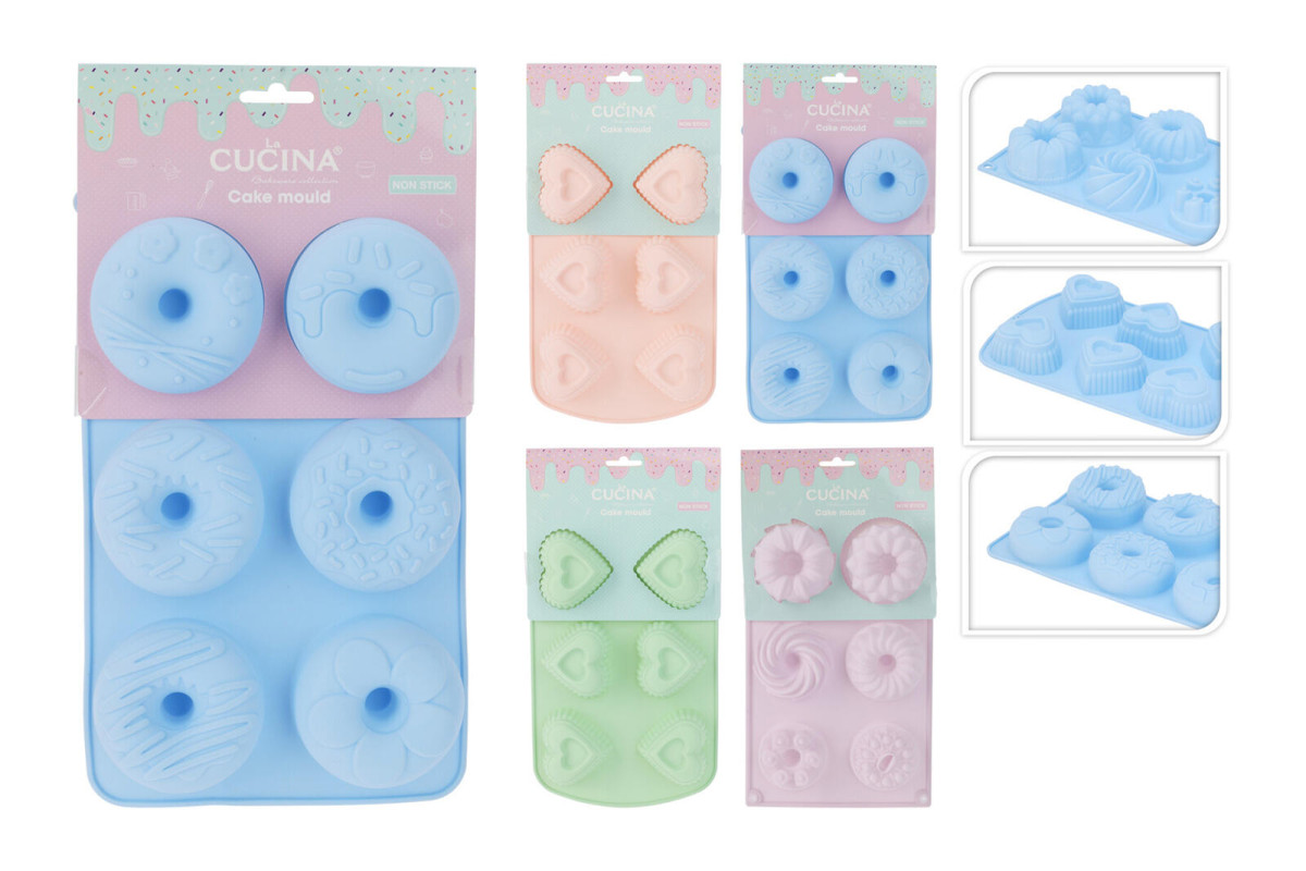 forma na pečení 6ks mix tvarů BÁBOVKA,DONUT,SRDCE silikon