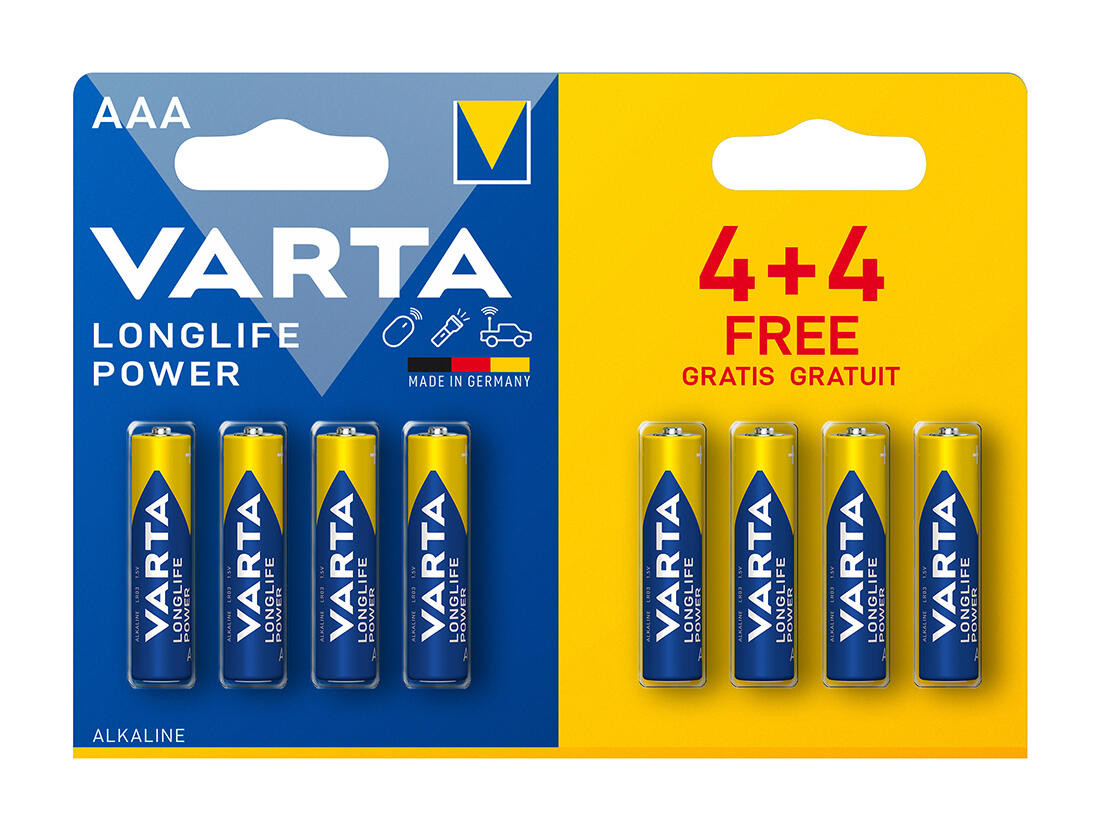 baterie mikrotužková AAA LR03 (4+4ks) alkalická Longlife Power VAR