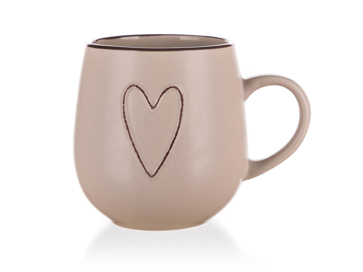 hrnek 500ml HEART BÉŽ keramický
