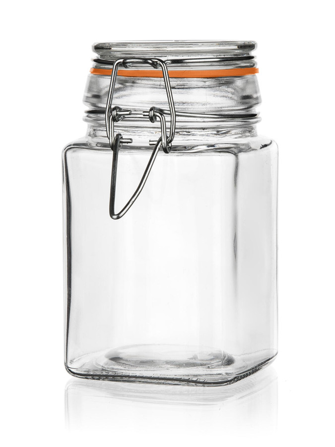 dóza hermetická 260ml, hranatá, skl. s patentním uzávěrem LINA
