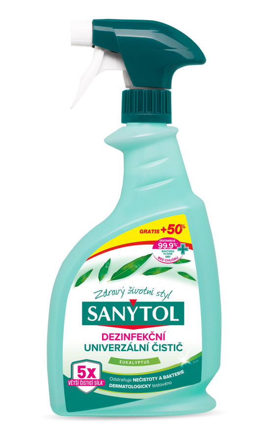 dezinfekce univerz.čistič EUKALYPTUS sprej 500ml+50% ZDARMA SANYTOL